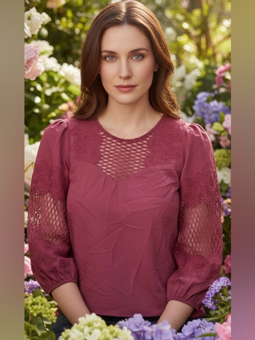 Elegant Pink Lace Women's Top Size Medium NWT